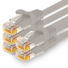 1CONN Cat.7 Lan- Netzwerk- Patch- Kabel 7,5m RJ45 CAT6a Stecker 10Gb/s 5x grau