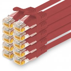 1CONN Cat.7 Lan- Netzwerk- Patch- Kabel 1,0m RJ45 CAT6a Stecker 10Gb/s 10x rot