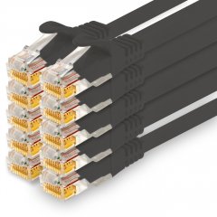 1CONN Cat.7 Lan- Netzwerk- Patch- Kabel 3,0m RJ45 CAT6a Stecker 10Gb/s 10x schwarz