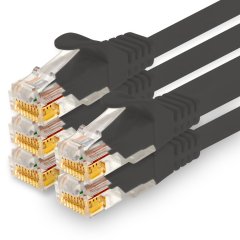 1CONN Cat.7 Lan- Netzwerk- Patch- Kabel 5,0m RJ45 CAT6a Stecker 10Gb/s 5x schwarz
