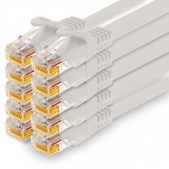 1CONN Cat.7 Lan- Netzwerk- Patch- Kabel 10m RJ45 CAT6a Stecker 10Gb/s 10x weiss