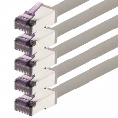 1aTTack CAT6a Superflex LAN-Kabel Ethernet Patchkabel SFTP PIMF 10Gbit/s 5x 0,5m grau