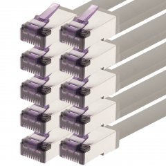 1aTTack CAT6a Superflex LAN-Kabel Ethernet Patchkabel SFTP PIMF 10Gbit/s 10x 7,5m grau