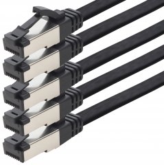 1aTTack CAT 8 Flachkabel LAN-Kabel 2m Ethernet Patchkabel LSZH TPE PIMF 40 Gb/s 5 St�ck Schwarz