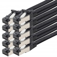 1aTTack CAT 8 Flachkabel LAN-Kabel 5m Ethernet Patchkabel LSZH TPE PIMF 40 Gb/s 10 St�ck Schwarz