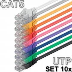 1aTTack LAN Kabel 10x 10m CAT5 UTP Netzwerk Patchkabel bunt