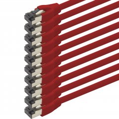 1aTTack Cat.8 Netzwerkkabel 0,5m 2000 MHz 40 Gbit/s 10x Rot Ethernetkabel Patchkabel S/FTP LSZH
