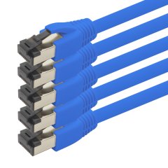 1aTTack Cat.8 Netzwerkkabel 2m 2000 MHz 40 Gbit/s 5x Blau Ethernetkabel Patchkabel S/FTP LSZH