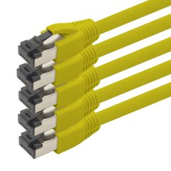 1aTTack Cat.8 Netzwerkkabel 0,5m 2000 MHz 40 Gbit/s 5x Gelb Ethernetkabel Patchkabel S/FTP LSZH