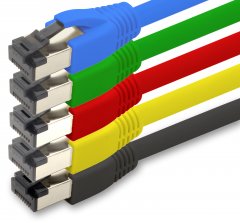 1aTTack Cat.8 Netzwerkkabel 1,5m 2000 MHz 40 Gbit/s 5x Farben Set Ethernetkabel Patchkabel S/FTP LSZ