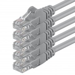 1aTTack CAT6 LAN Kabel 1m 5x  RJ45 UTP Netzwerkkabel Ethernetkabel Grau