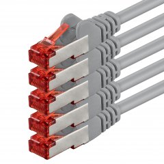1aTTack LAN Kabel 2m 5x CAT6 S-FTP RJ45 Netzwerkkabel Patchkabel grau