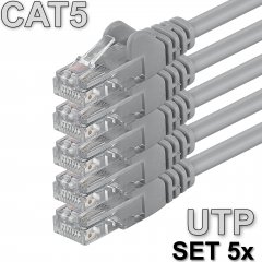 1aTTack LAN Kabel 5x 5m CAT5 UTP Netzwerk Patchkabel grau