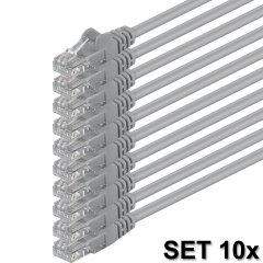 1aTTack LAN Kabel 10x 0,25m CAT5 UTP Netzwerk Patchkabel grau