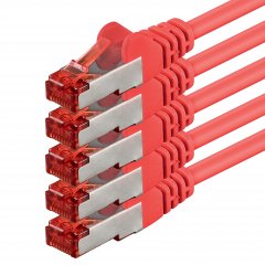 1aTTack LAN Kabel 10m 5x CAT6 S-FTP RJ45 Netzwerkkabel Patchkabel rot