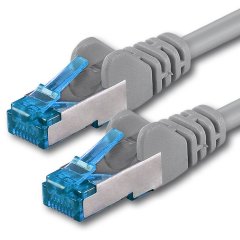 1aTTack LAN Kabel 5m 1x CAT6a S-FTP PIMF RJ45 Netzwerkkabel Patchkabel grau