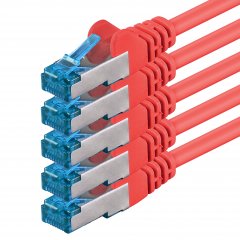 1aTTack LAN Kabel 0,5m 5x CAT6a S-FTP PIMF RJ45 Netzwerkkabel Patchkabel rot