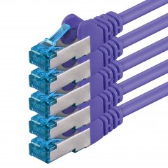 1aTTack LAN Kabel 3m 5x CAT6a S-FTP PIMF RJ45 Netzwerkkabel Patchkabel violett