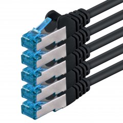 1aTTack LAN Kabel 3m 5x CAT6a S-FTP PIMF RJ45 Netzwerkkabel Patchkabel schwarz