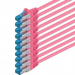 1aTTack LAN Kabel 1m 10x CAT6a S-FTP PIMF RJ45 Netzwerkkabel Patchkabel magenta