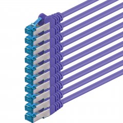 1aTTack LAN Kabel 5m 10x CAT6a S-FTP PIMF RJ45 Netzwerkkabel Patchkabel violett