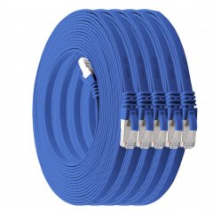 1aTTack 5x LAN Flachkabel 0,25m CAT7 U/FTP 10Gbit/s RJ45 CAT6a Stecker Patchkabel blau