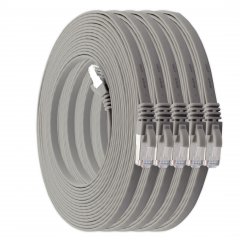 1aTTack LAN Flachkabel 0,5m CAT7 U/FTP 10Gbit/s RJ45 CAT6a Stecker Patchkabel grau \(5er Pack\)