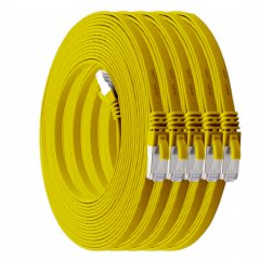 1aTTack 5x LAN Flachkabel 1m CAT7 U/FTP 10Gbit/s RJ45 CAT6a Stecker Patchkabel gelb