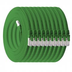 1aTTack LAN Flachkabel 2m 10x CAT7 U/FTP 10Gbit/s RJ45 CAT6a Stecker Patchkabel gr�n