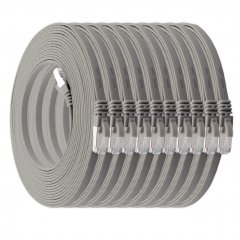 1aTTack 10x LAN Flachkabel 3m CAT7 U/FTP 10Gbit/s RJ45 CAT6a Stecker Patchkabel grau