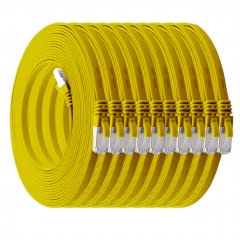 1aTTack 10x LAN Flachkabel 5m CAT7 U/FTP 10Gbit/s RJ45 CAT6a Stecker Patchkabel gelb