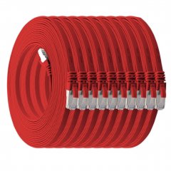 1aTTack 10x LAN Flachkabel 5m CAT7 U/FTP 10Gbit/s RJ45 CAT6a Stecker Patchkabel rot