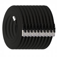 1aTTack 10x LAN Flachkabel 5m CAT7 U/FTP 10Gbit/s RJ45 CAT6a Stecker Patchkabel schwarz