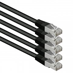 1aTTack LAN Kabel 2m 5x CAT6 S-FTP RJ45 Netzwerkkabel Patchkabel schwarz