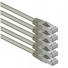 1aTTack LAN Kabel 10m 5x CAT6 S-FTP RJ45 Netzwerkkabel Patchkabel grau