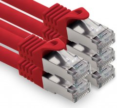 freiwerk Cat.7 Lan Kabel 0,5m RJ45 CAT6a Stecker 10Gb/s 5x Rot