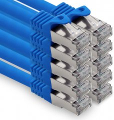 freiwerk Cat.7 Lan Kabel 1,5m RJ45 CAT6a Stecker 10Gb/s 10x Blau