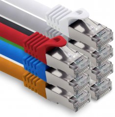 freiwerk Cat.7 Lan Kabel 1,5m RJ45 CAT6a Stecker 10Gb/s 7x 7 Farben