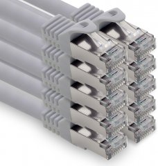 freiwerk Cat.7 Lan Kabel 2m RJ45 CAT6a Stecker 10Gb/s 10x Grau