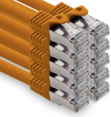 freiwerk Cat.7 Lan Kabel 0,5m RJ45 CAT6a Stecker 10Gb/s 10x Orange