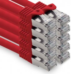 freiwerk Cat.7 Lan Kabel 2m RJ45 CAT6a Stecker 10Gb/s 10x Rot
