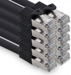 freiwerk Cat.7 Lan Kabel 1,5m RJ45 CAT6a Stecker 10Gb/s 10x Schwarz