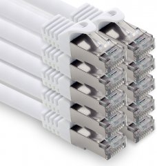 freiwerk Cat.7 Lan Kabel 0,25m RJ45 CAT6a Stecker 10Gb/s 10x Weiss