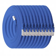1aTTack 10x LAN Flachkabel 7,5m CAT7 U/FTP 10Gbit/s RJ45 CAT6a Stecker Patchkabel blau