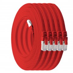 1aTTack LAN Flachkabel 10m 5x CAT7 U/FTP 10Gbit/s RJ45 CAT6a Stecker Patchkabel rot