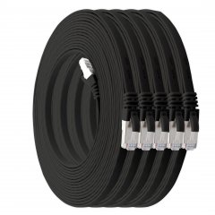 1aTTack 5x LAN Flachkabel 10m CAT7 U/FTP 10Gbit/s RJ45 CAT6a Stecker Patchkabel schwarz