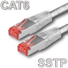 1aTTack LAN Kabel 50m 1x CAT6 S-FTP RJ45 Netzwerkkabel Patchkabel transparent