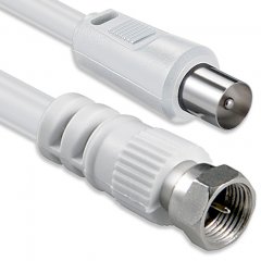 1aTTack Antennenkabel Koaxial/SAT 5m F-Stecker-Koaxialstecker 75dB doppelt geschirmt Wei�