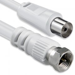 1aTTack Antennenkabel Koaxial/SAT 5m F-Stecker-Koaxialkupplung Wei�