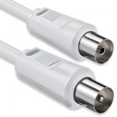 1aTTack Antennenkabel Koaxial 1,5m Koaxialstecker-Koaxialkupplung 85dB doppelt geschirmt Wei�